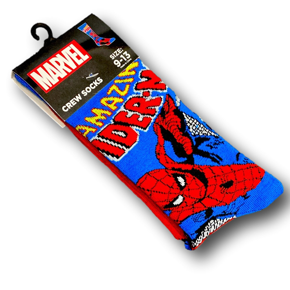 3/$20 Marvel The Amazing Spider-Man Funny Novelty Crew Socks - NWT - Picture 3 of 3